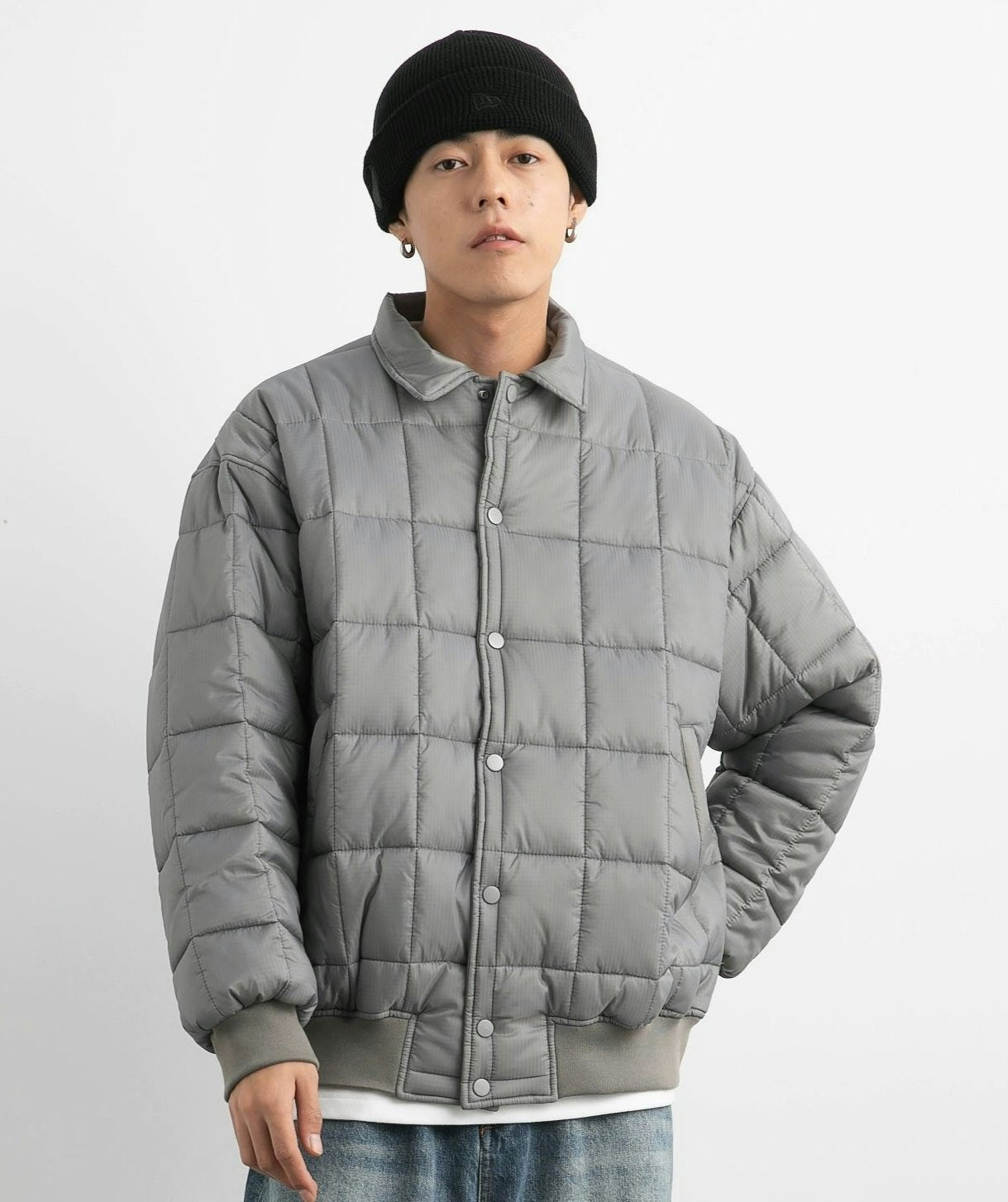 Quilted Puffer Jacket with Snap Buttons