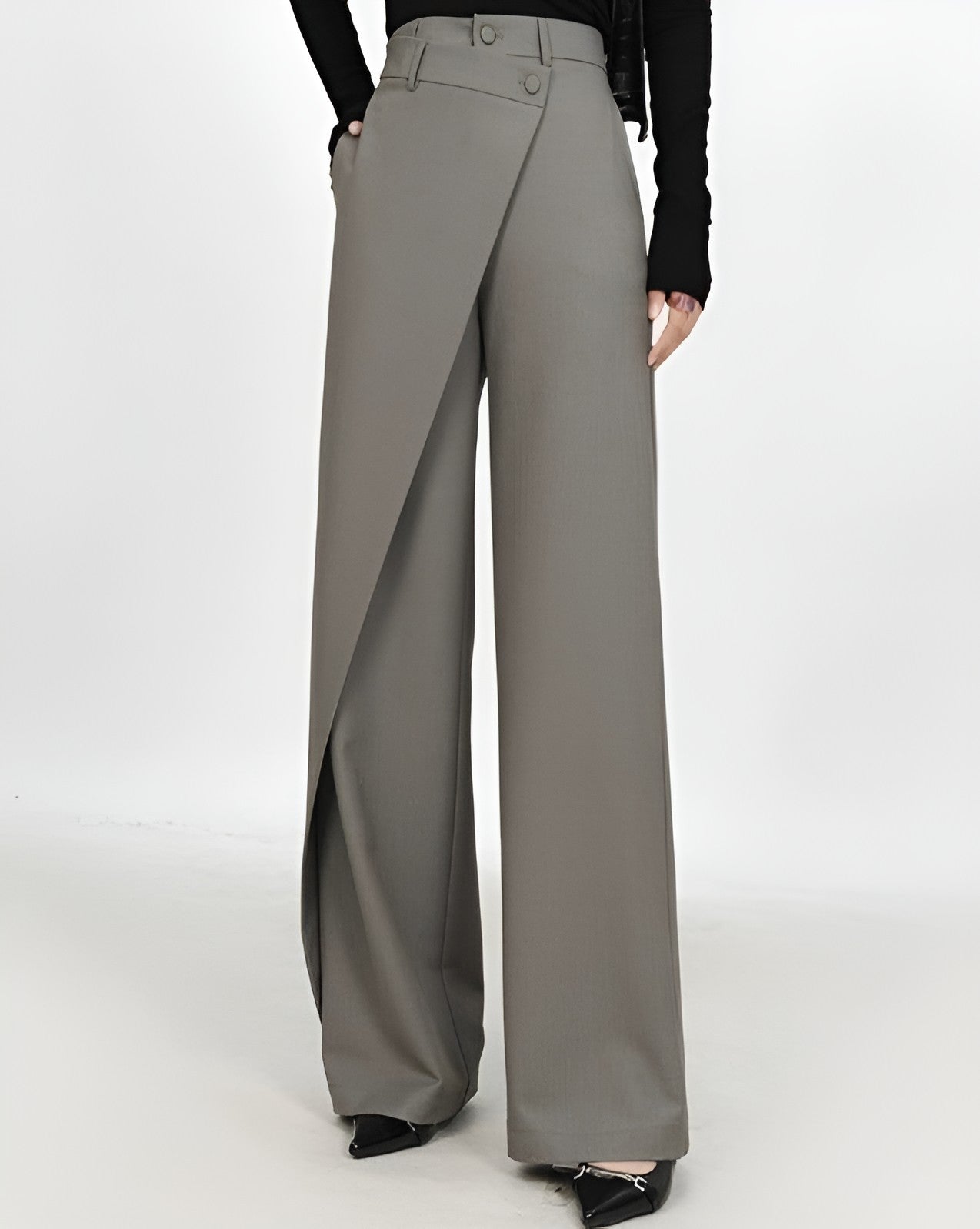 High-Waist Wide-Leg Pareo Tailored Pants