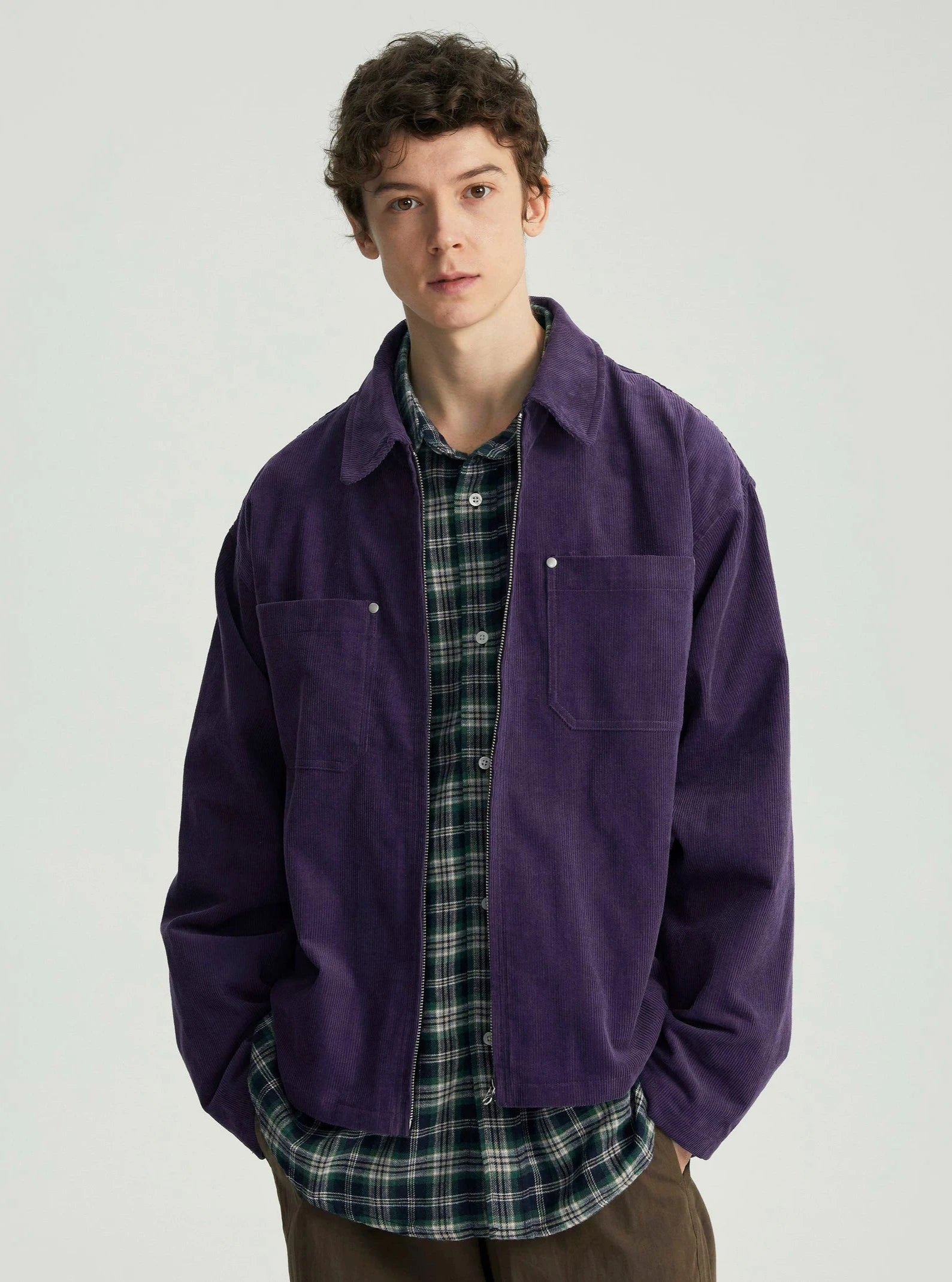 Corduroy Zip Jacket with Chest Pockets