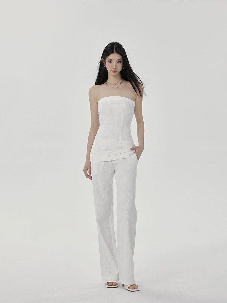 Slim Fit Linen Pants with Pockets