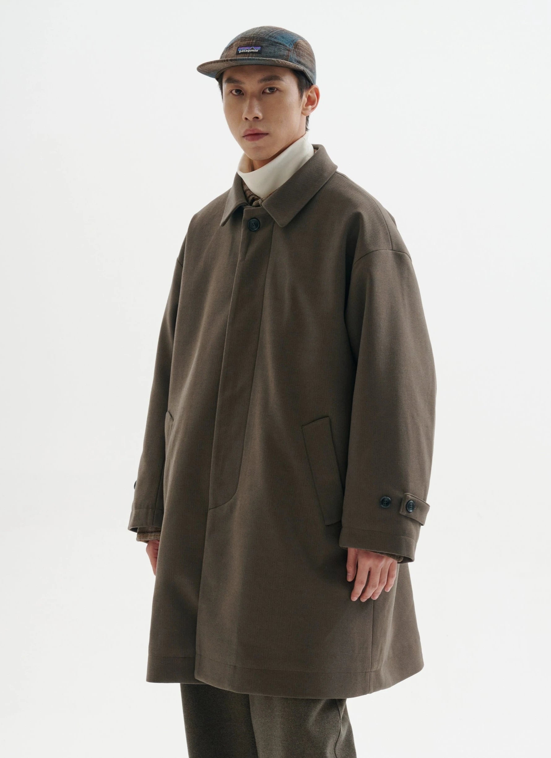 Oversized Mid Length Coat with Adjustable Cuff