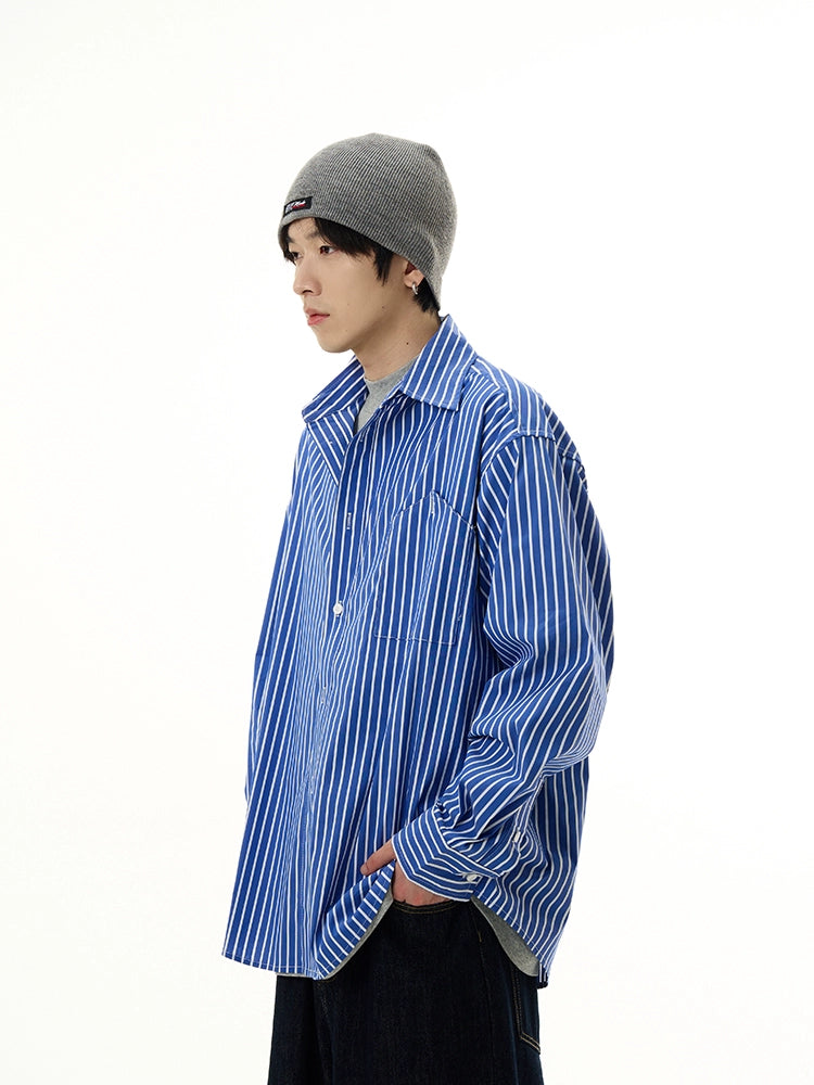 Oversized Boxy Striped Button-Down Shirt