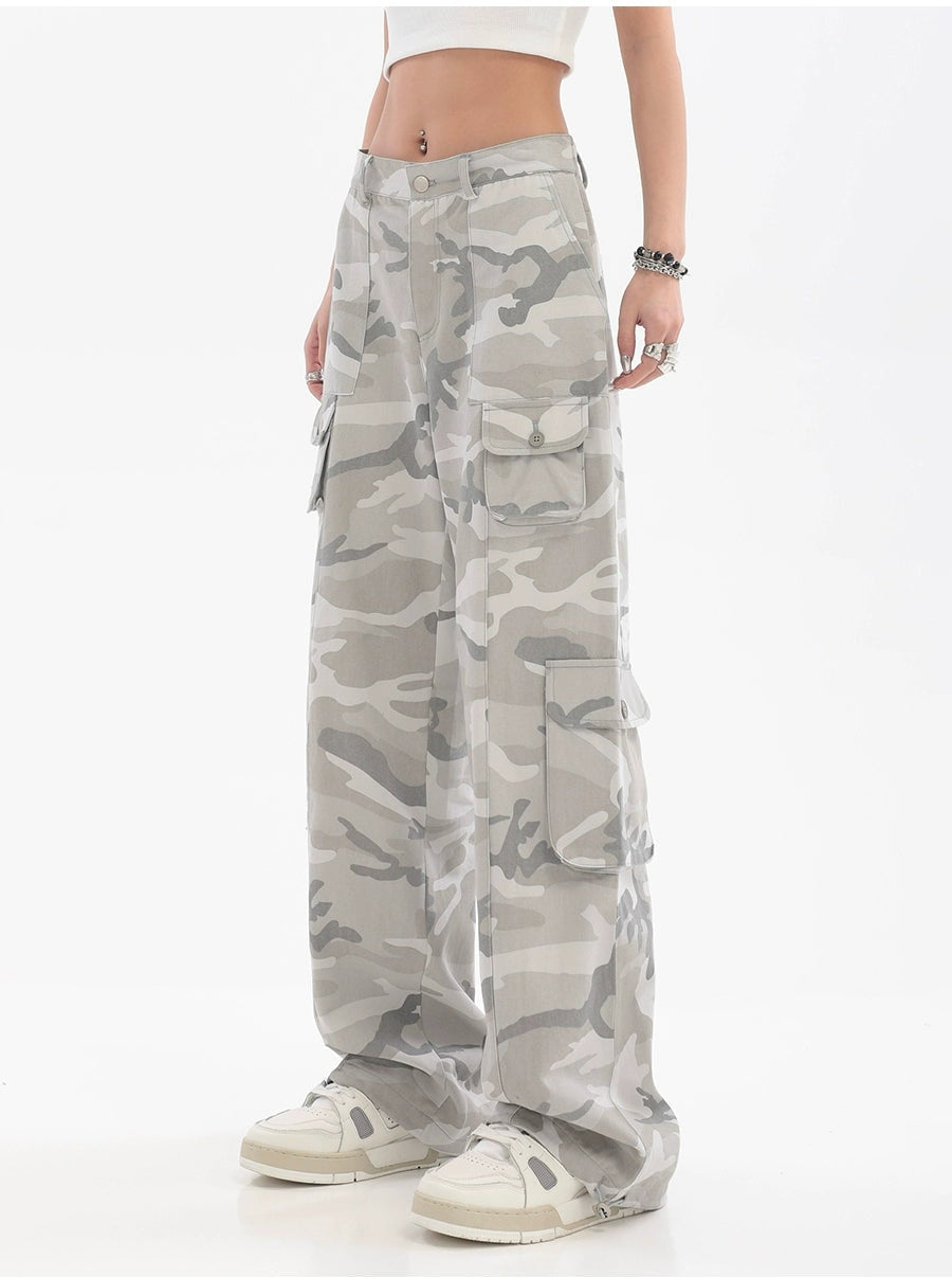 Faded Camo Cargo Pants with Pockets