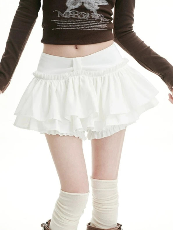 Layered Ruffle Waistband Mini Skirt