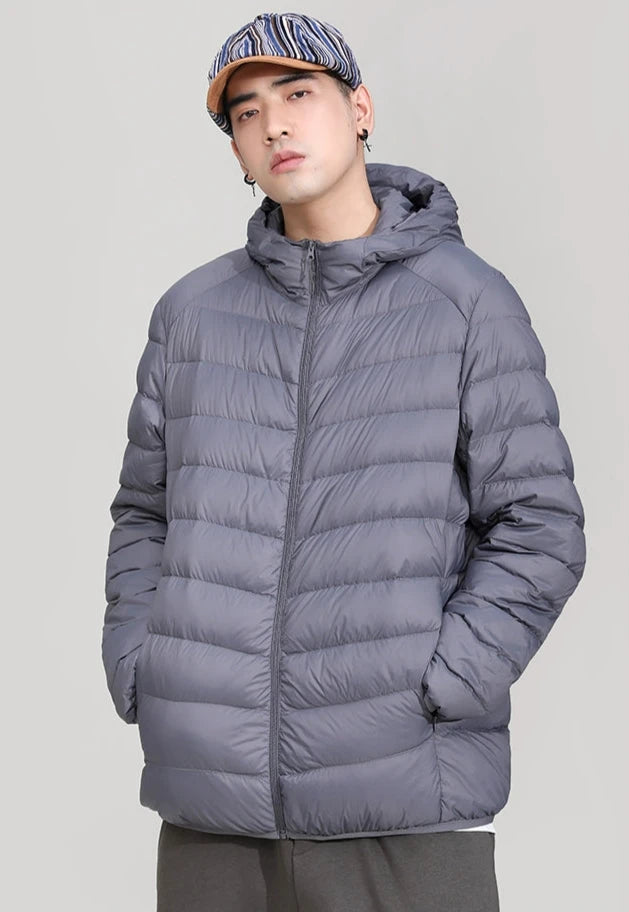 Hooded Quilted Lightweight Puffer Jacket with Slim Fit