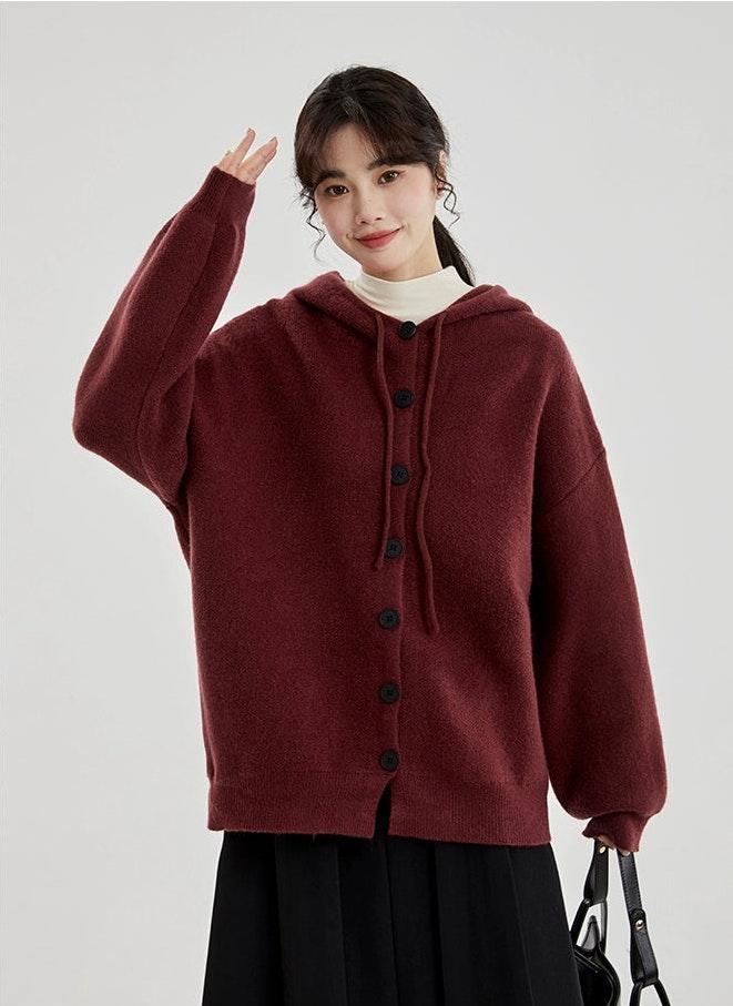 Oversized Button-Up Fuzzy Hoodie Sweater