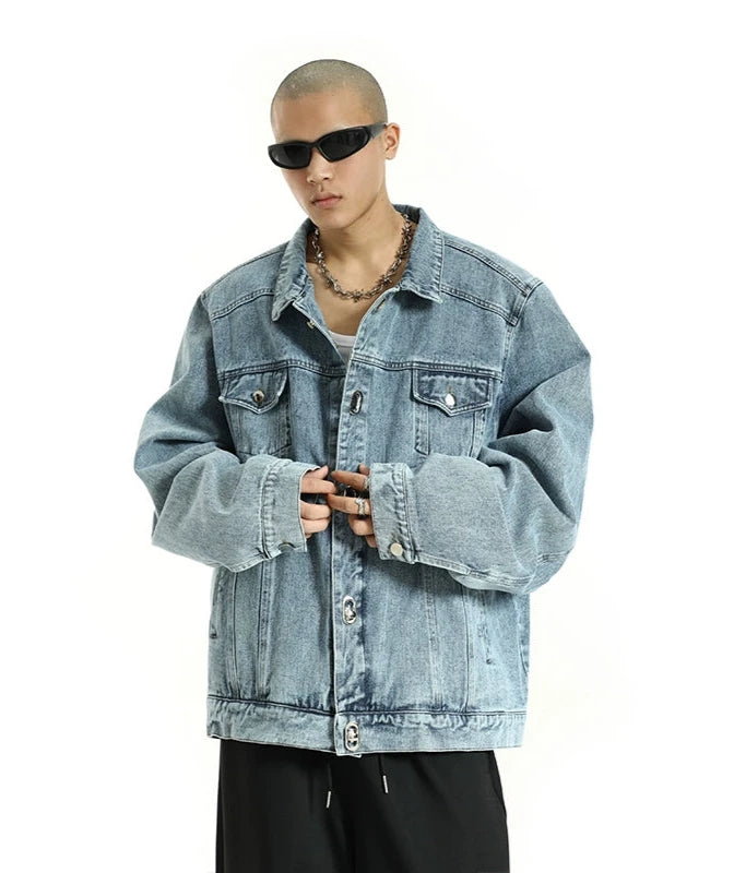 Oversized Wide-Fit Denim Trucker Jacket