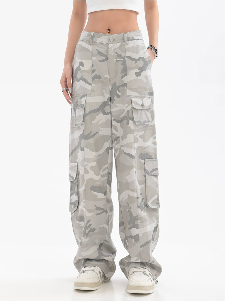 Faded Camo Cargo Pants with Pockets