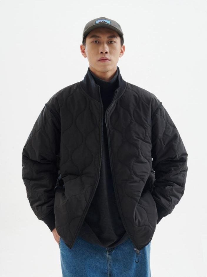 Quilted Zip-Up Jacket with Stand Collar