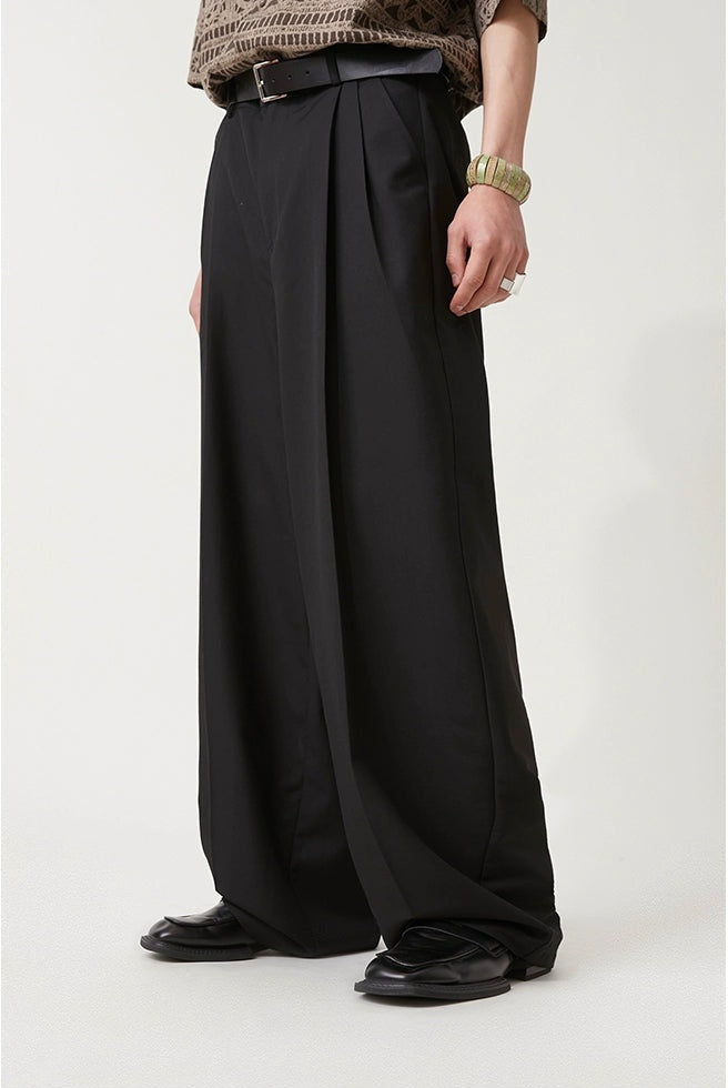 Wide Leg Pleated Loose-Fit Trousers