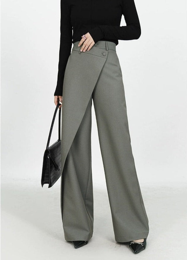 High-Waist Wide-Leg Pareo Tailored Pants