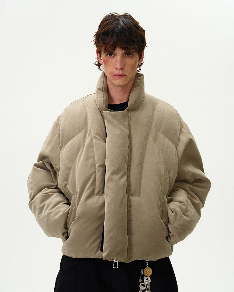 Stand Collar Quilted Oversized Puffer Jacket