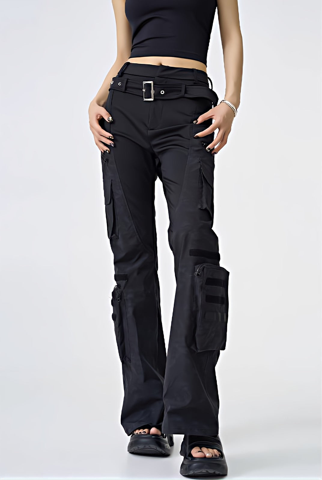 Semi-Flare Utility Pocketed Cargo Pants