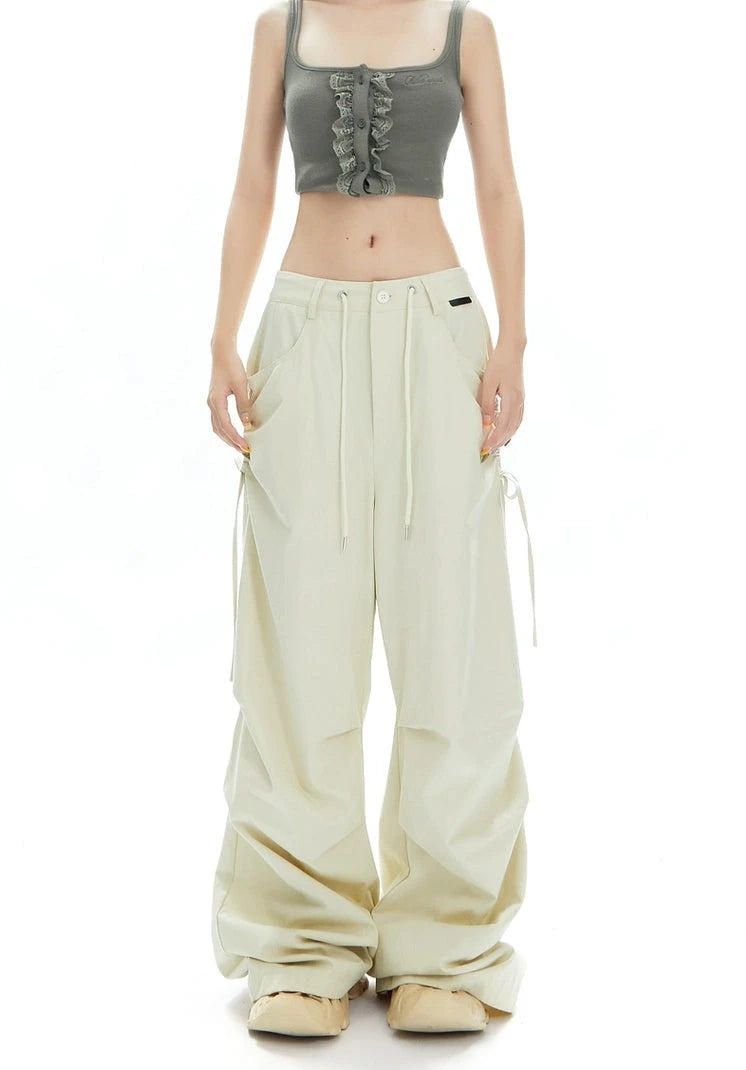 Cargo Jogger Pants with Side Pockets and Drawstrings