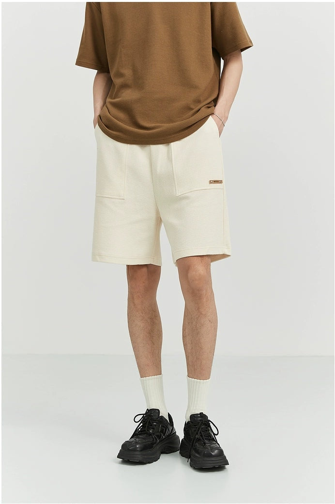 Textured Jogger Shorts with Patch Pocket Detail