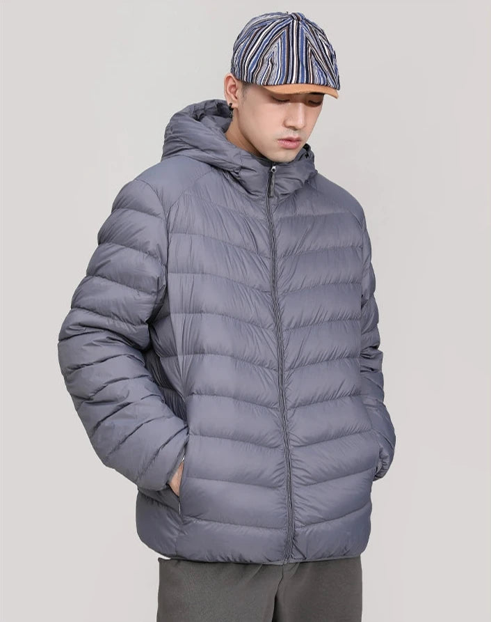 Hooded Quilted Lightweight Puffer Jacket with Slim Fit