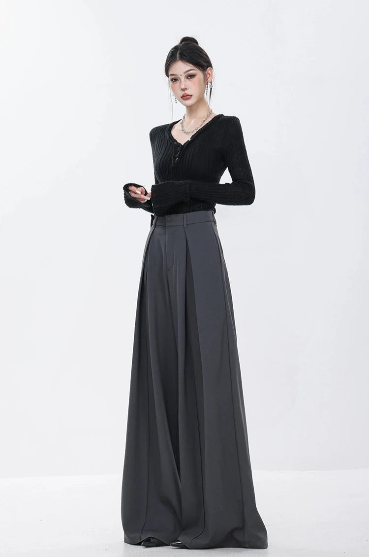 High Waist Wide Leg Multi-Pleated Trousers