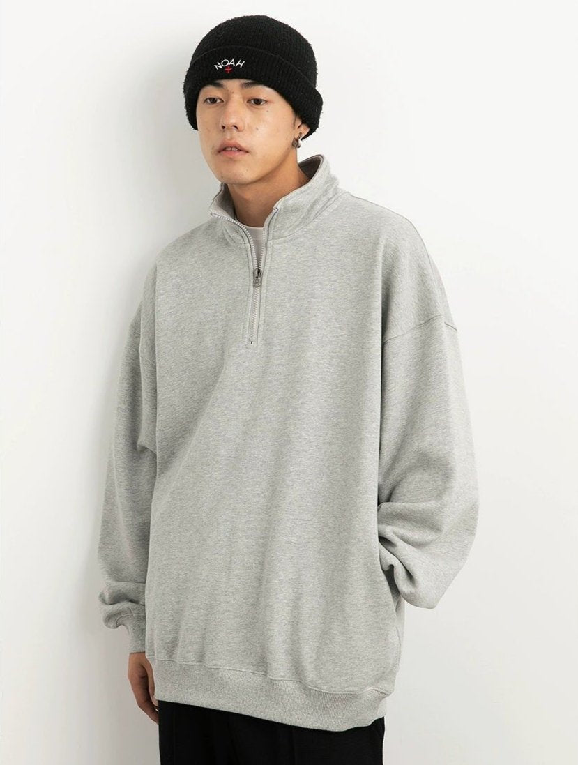 Drop Shoulder Half-Zip Oversized Sweatshirt