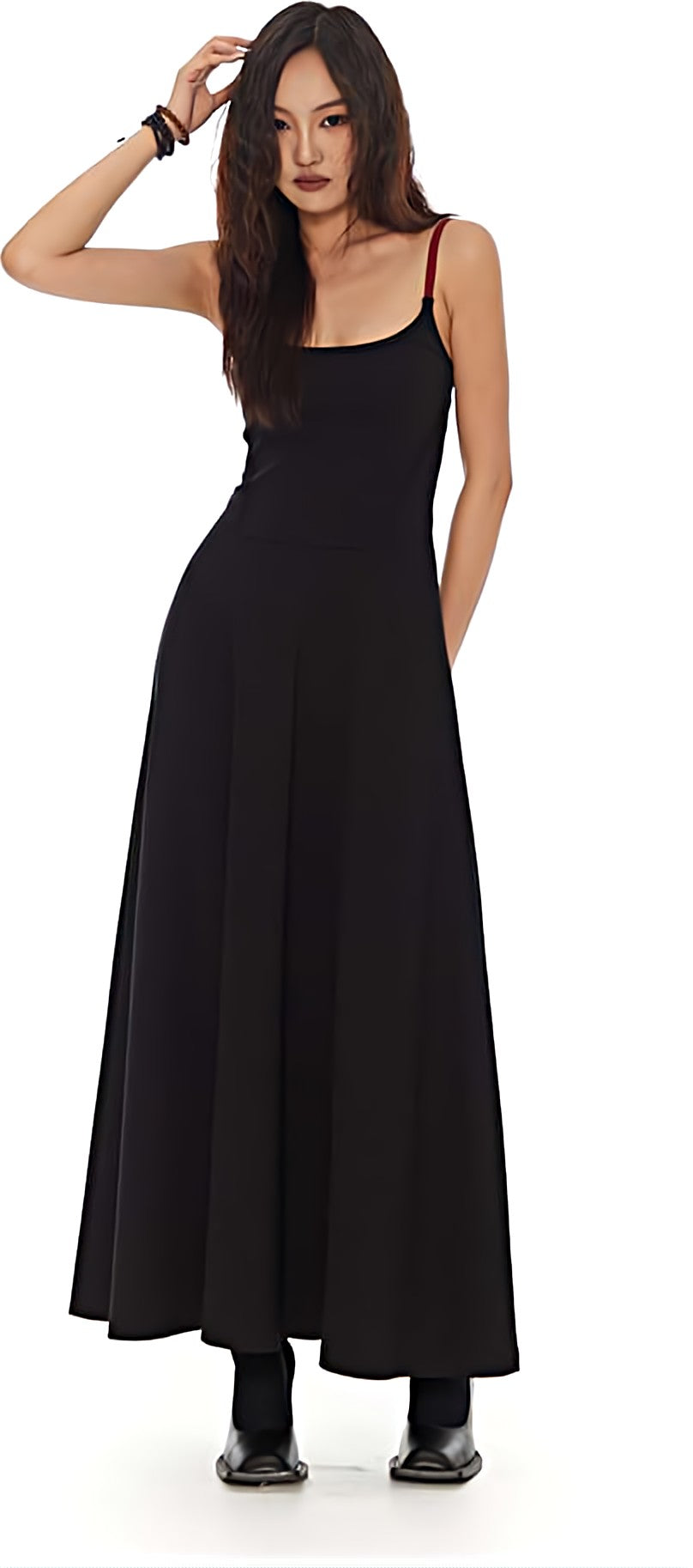 Contrast Spaghetti Strap Maxi Dress