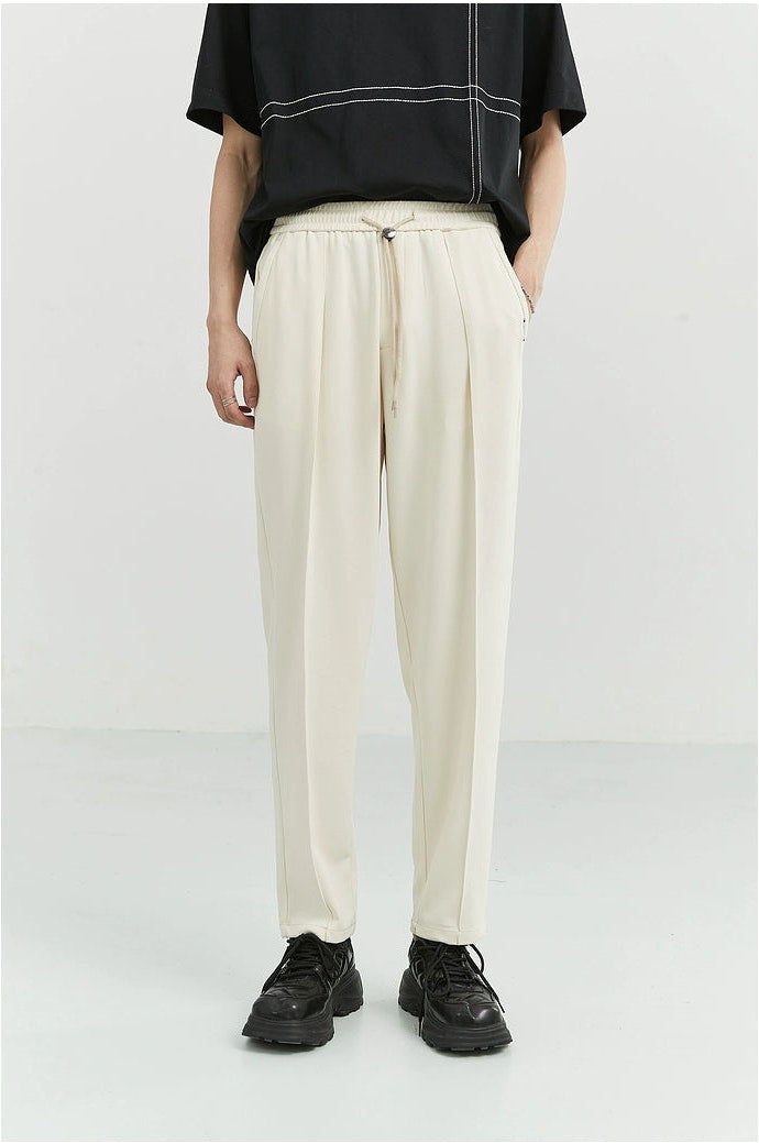 Slim Pleated Tapered Trousers with Pockets