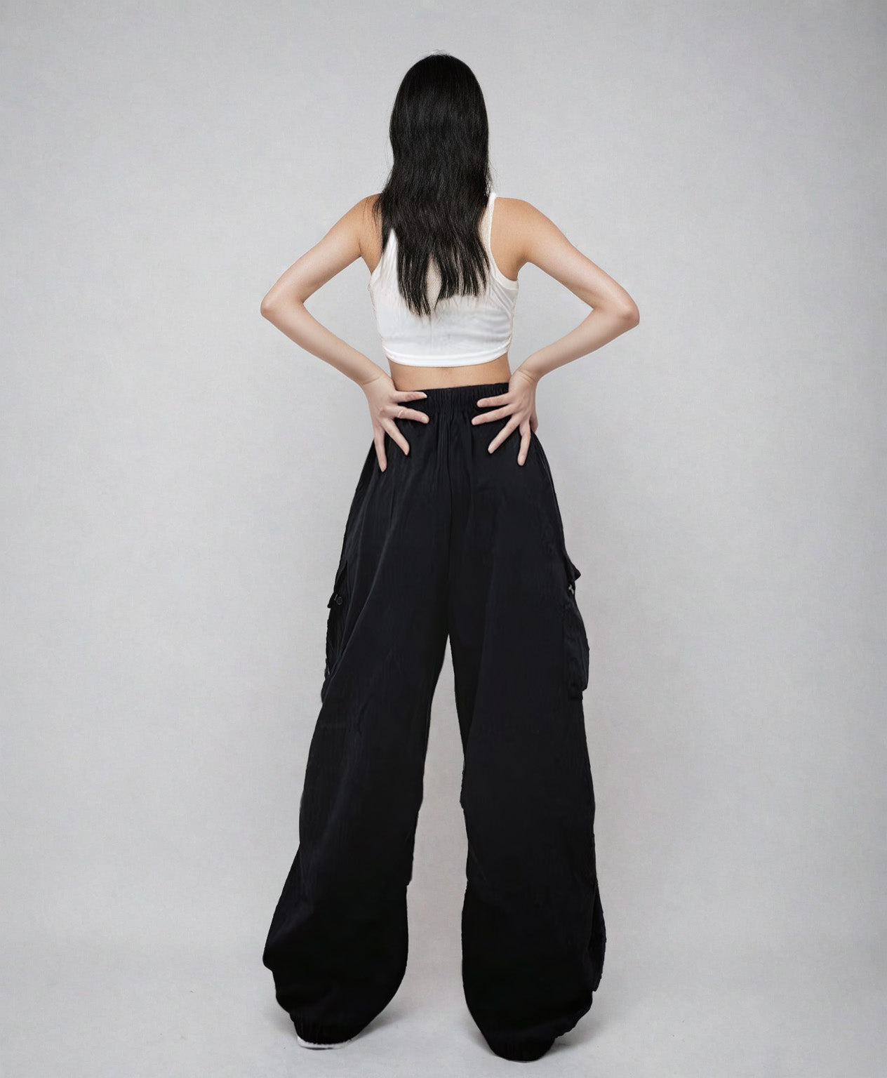 Wide Leg Drawstring Cuff Lightweight Pants - nightcity clothing