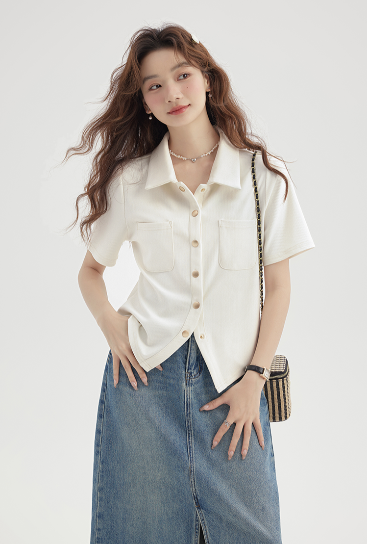 Collared Short Sleeve Button Shirt