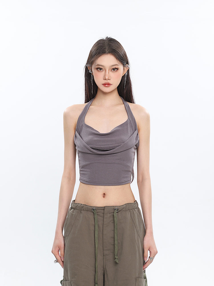 Ruched Halter Crop Top