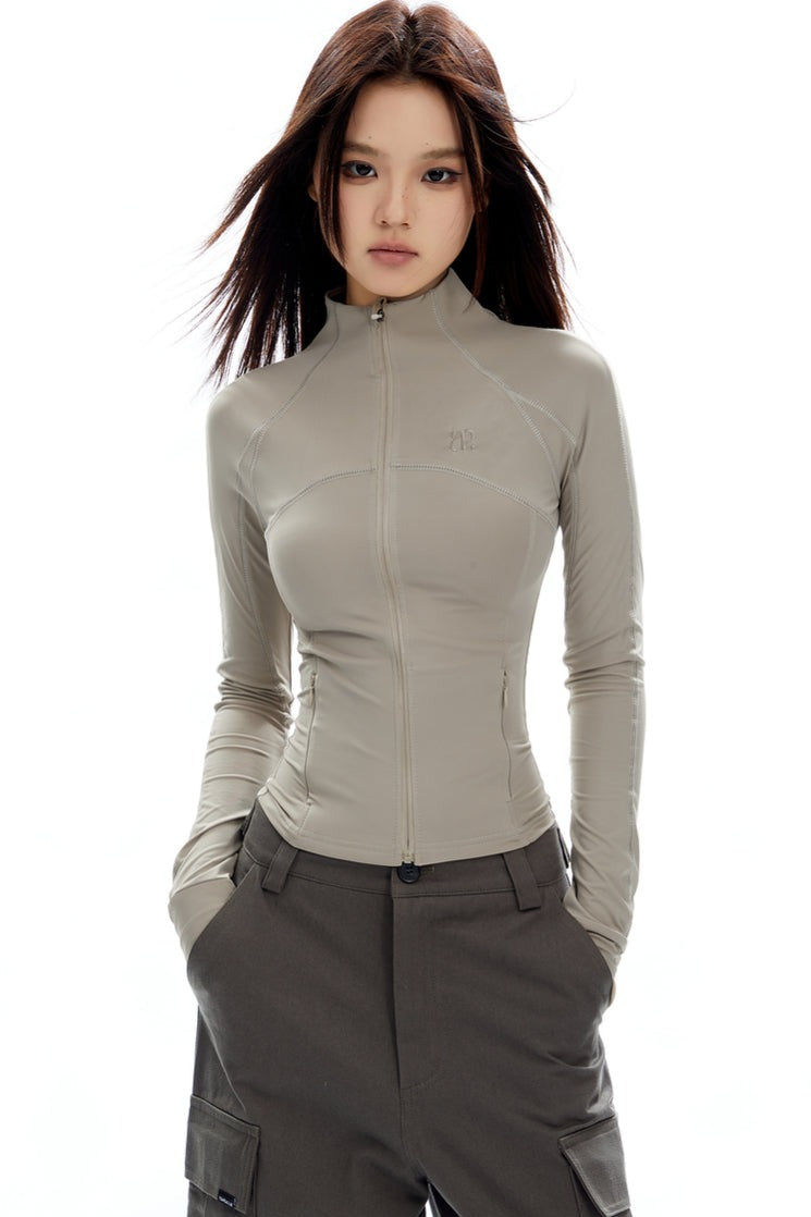 Skinny High Collar Zip-Up Running Jacket