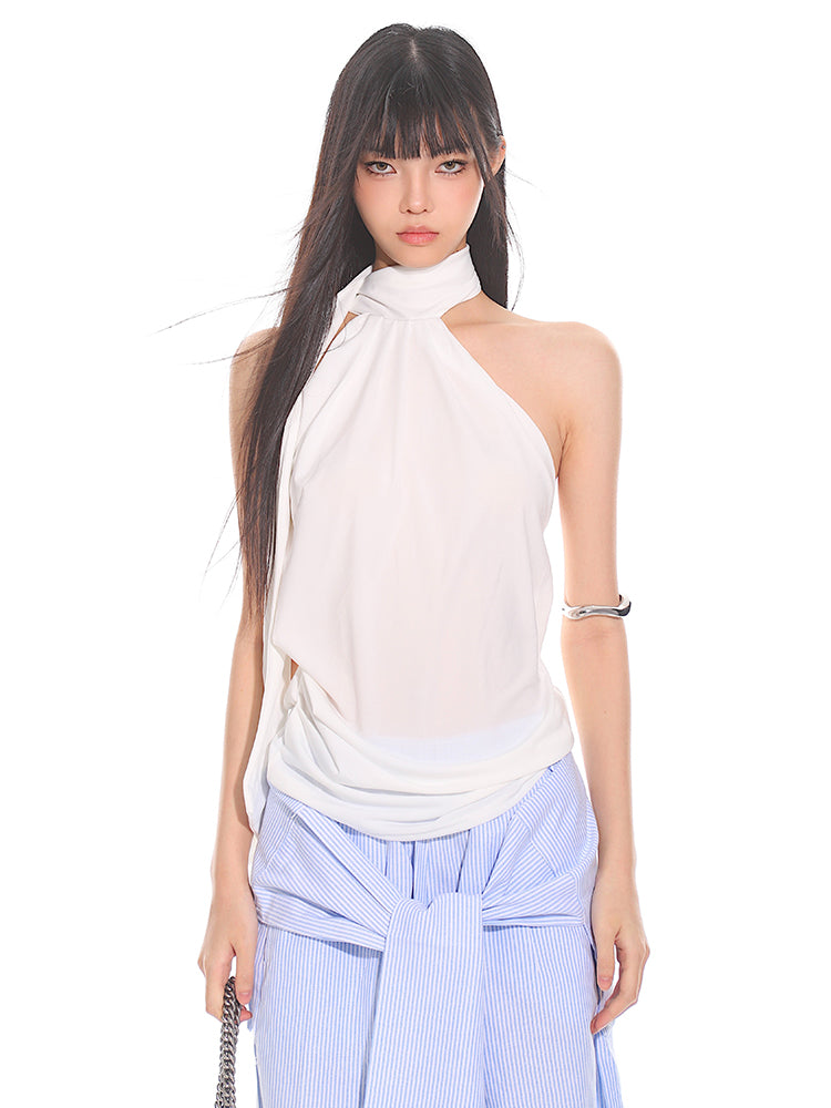 Halter Neck Draped Sleeveless Top