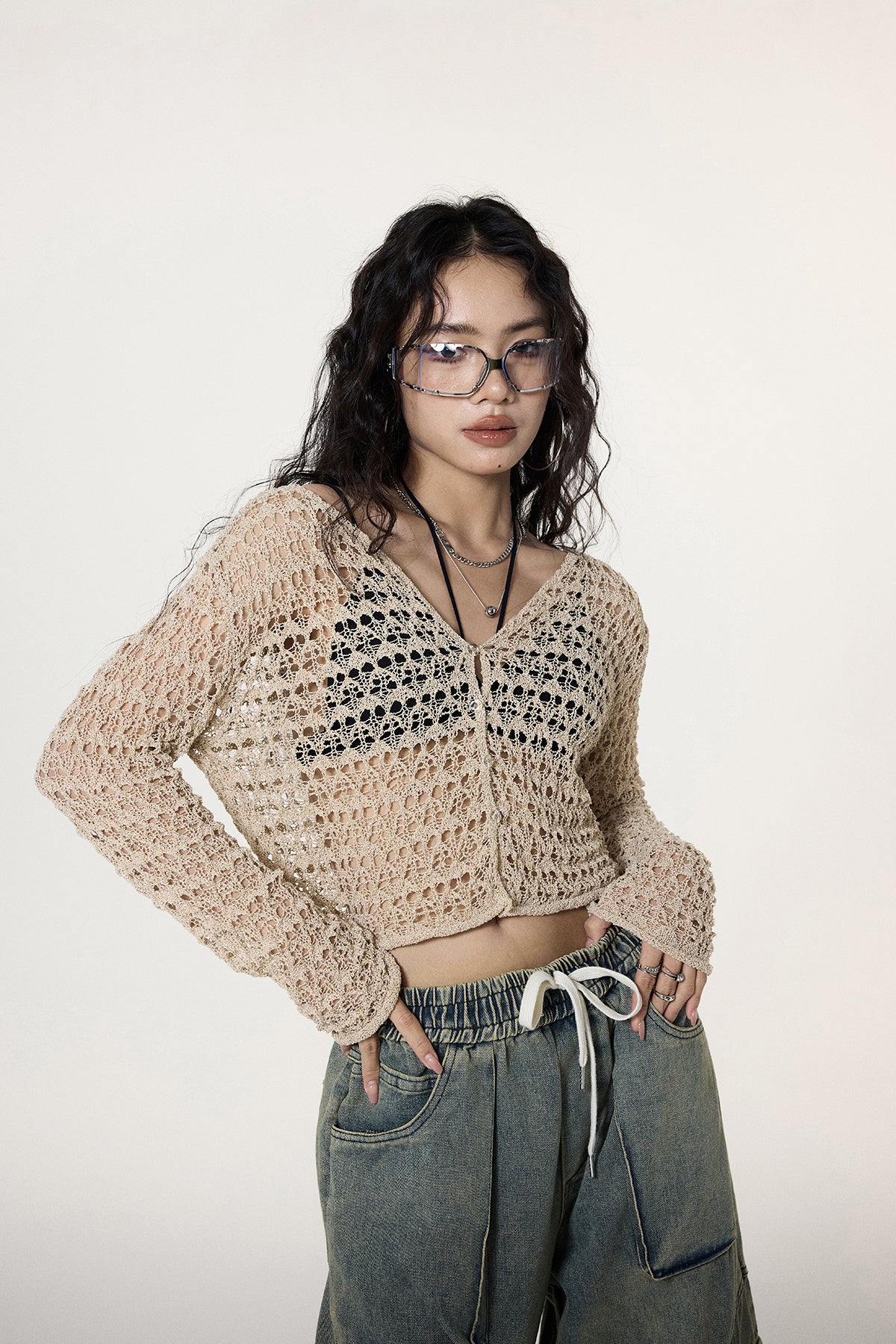 Crochet Crop Top with Flare Sleeves