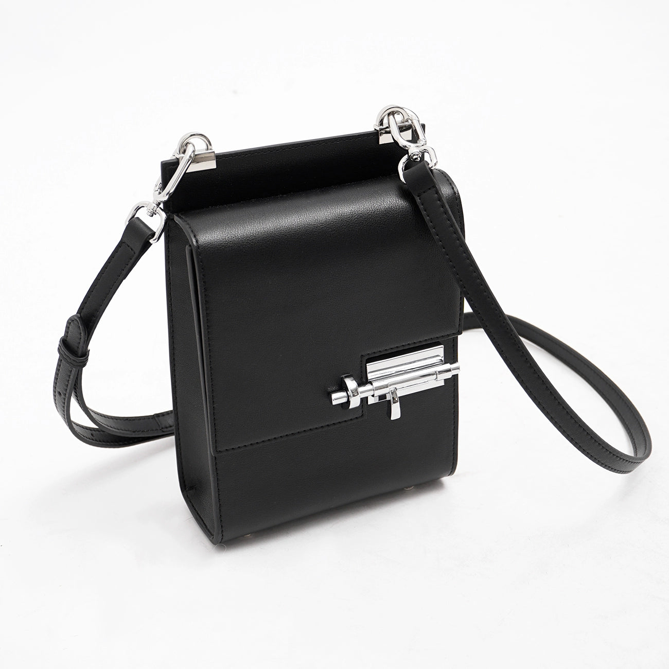 Crossbody Box Bag with Metal Latch-Lock Clasp