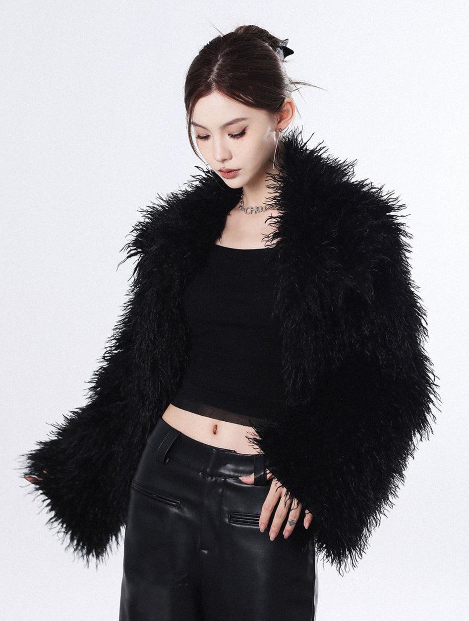 Shaggy Faux Fur Open Front Coat