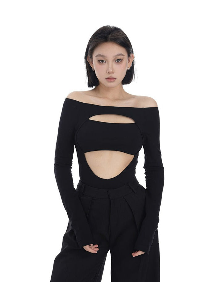 Skinny Long Sleeve Multi Cut-Out Bodysuit Top