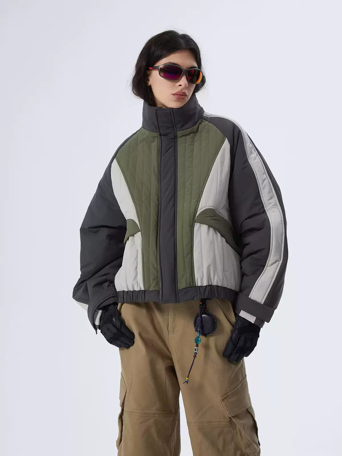 Color Block Quilted Oversized Puffer Jacket