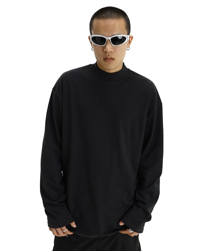 Boxy Mock-Neck Long Sleeve Tee