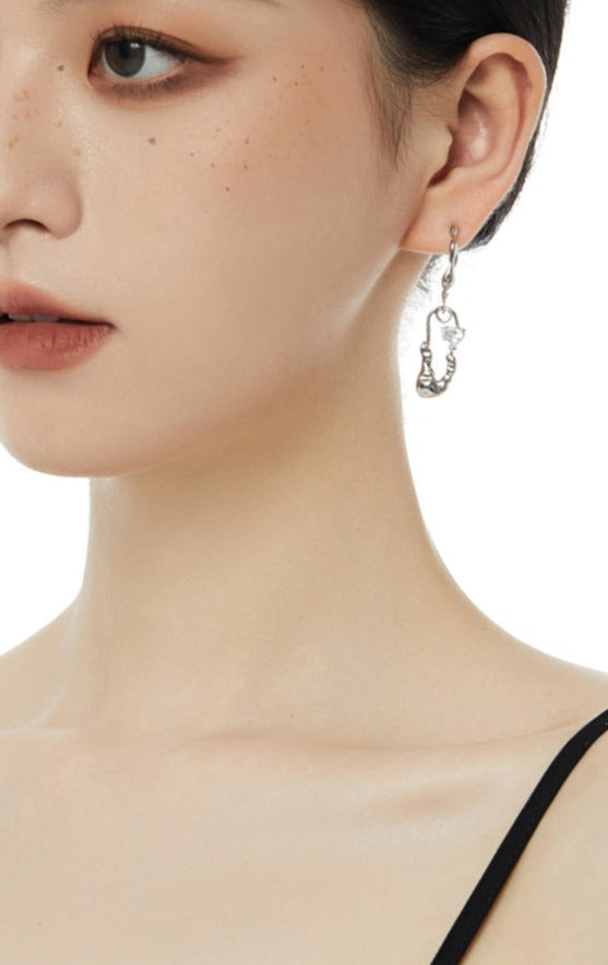 Stud Hoop Drop Earrings