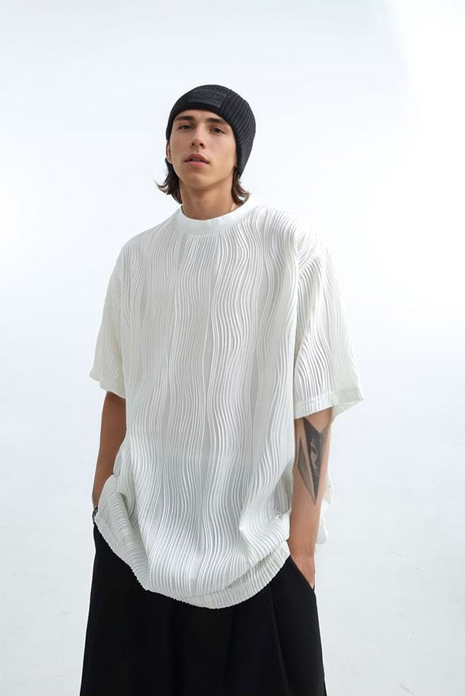 Oversized Wave Textured T-Shirt