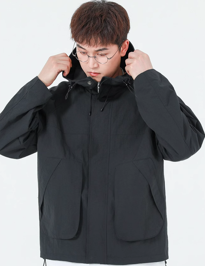 Hooded Utility Jacket with Drawstring Detail