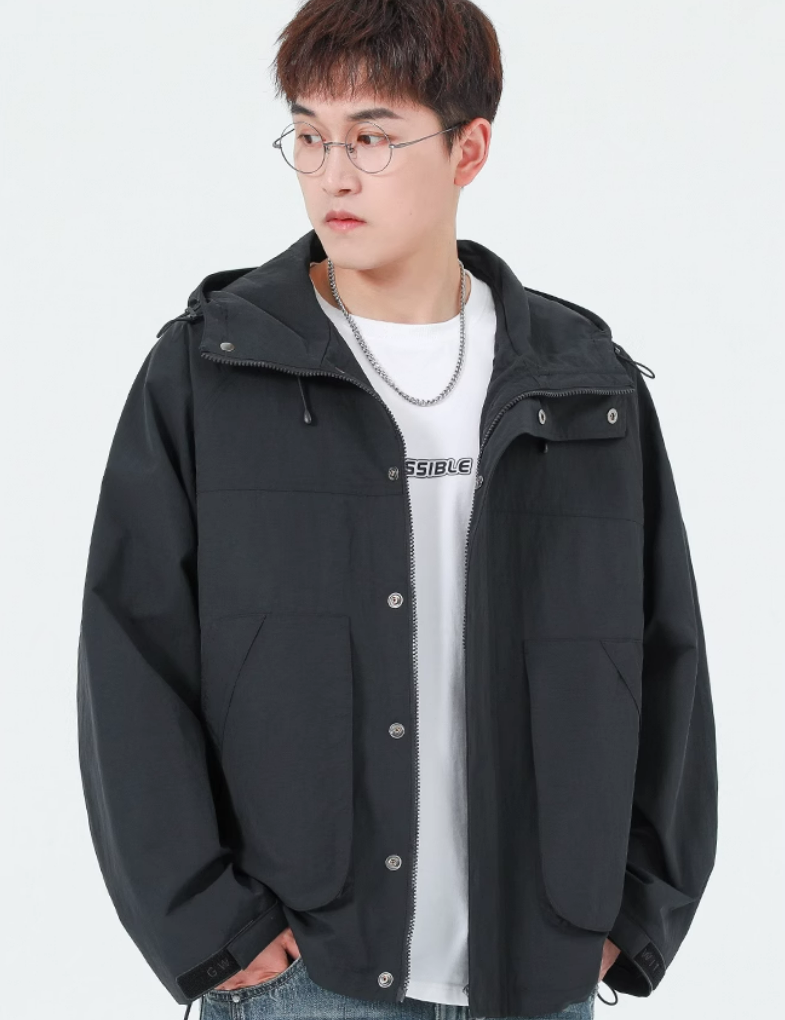 Hooded Utility Jacket with Drawstring Detail