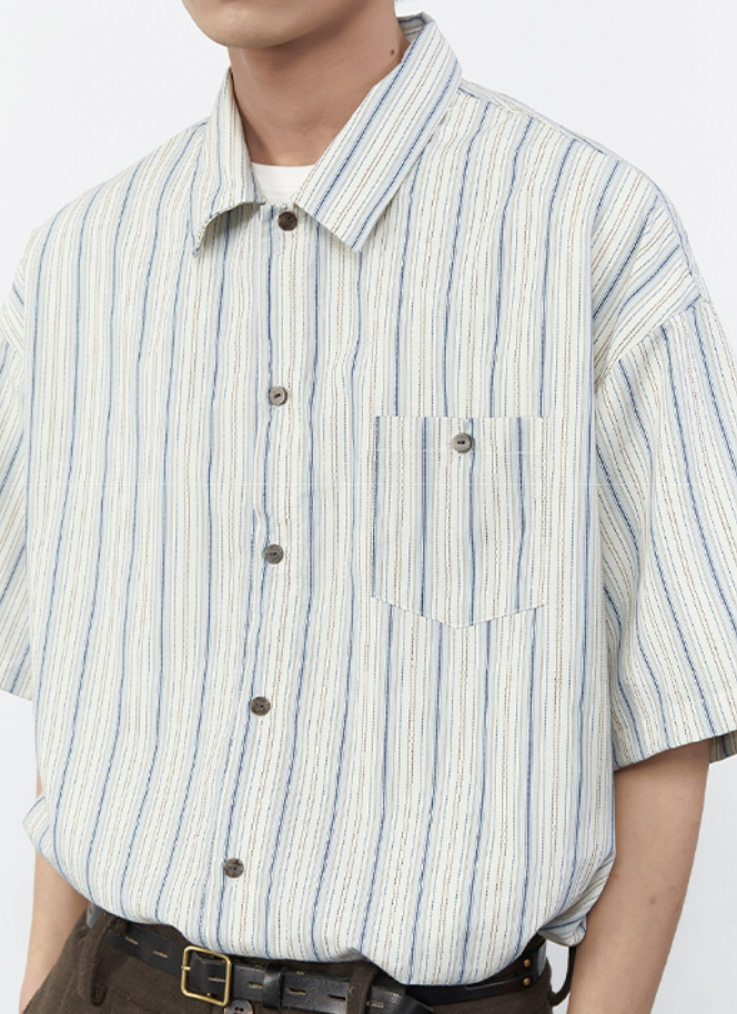 Pinstripe Short Sleeve Button Shirt