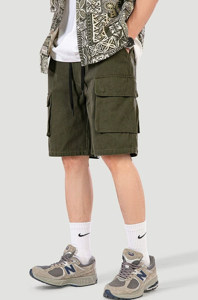 Cargo Utility Shorts with Drawstring Waist