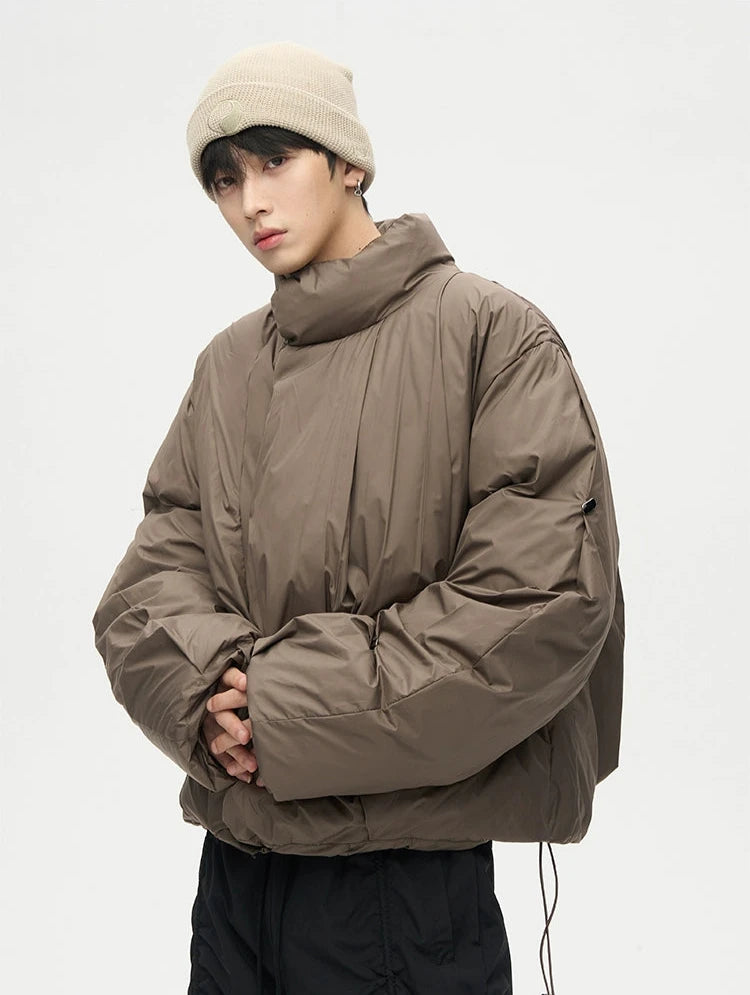 Asymmetric Stand Collar Oversized Puffer Jacket