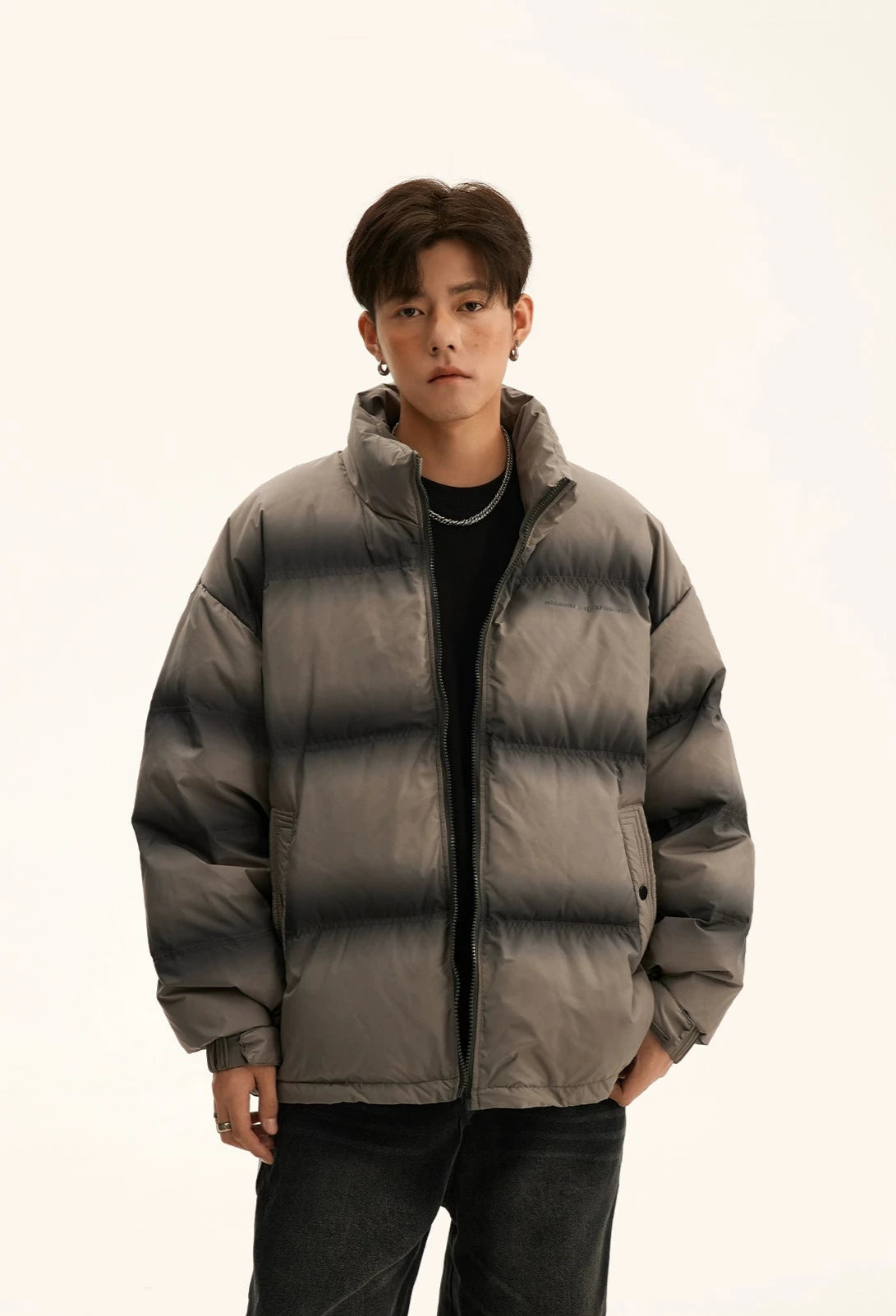 Oversized Gradient-Print Puffer Jacket