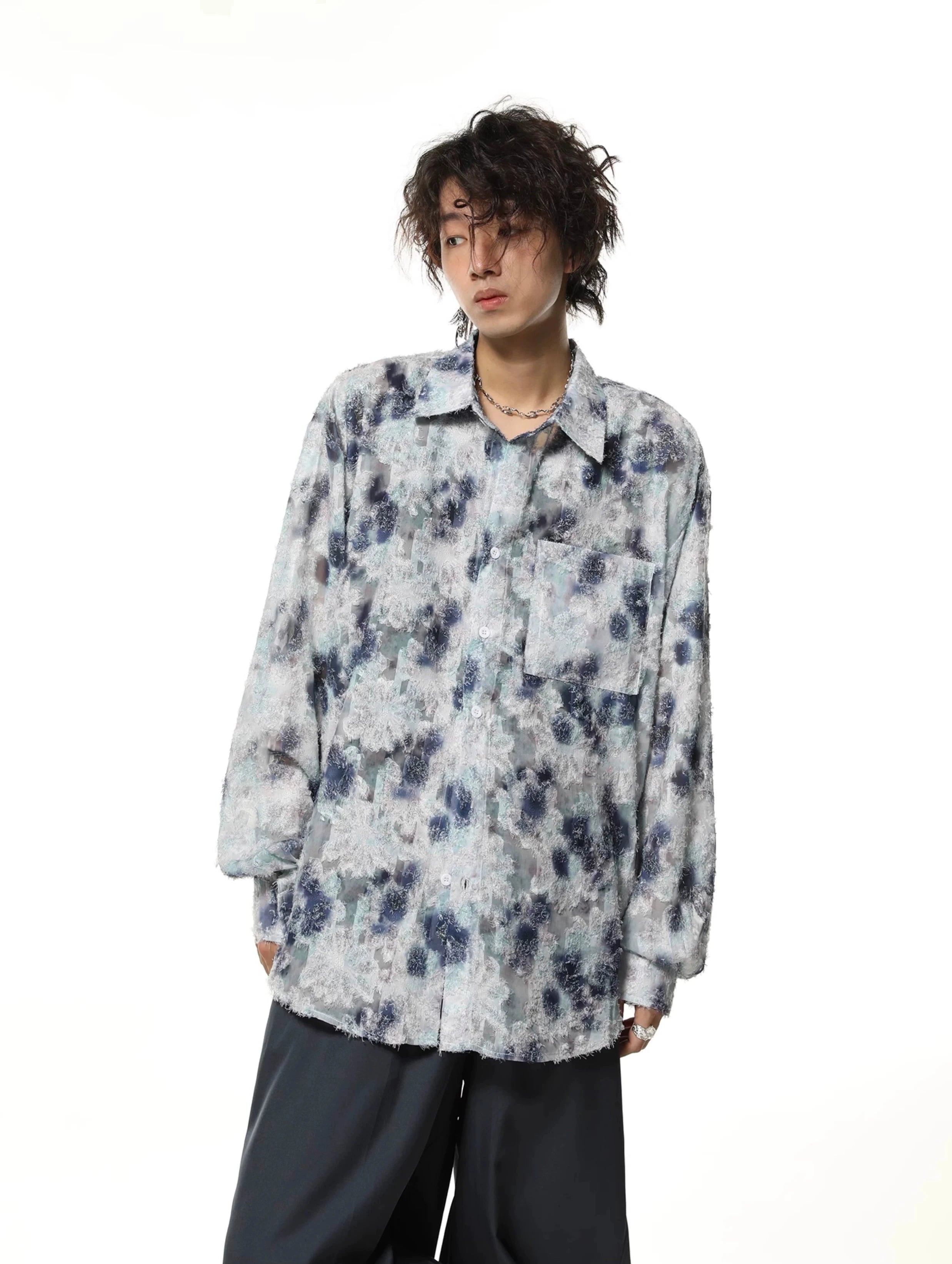 Abstract Pastel Floral Print Oversized Shirt