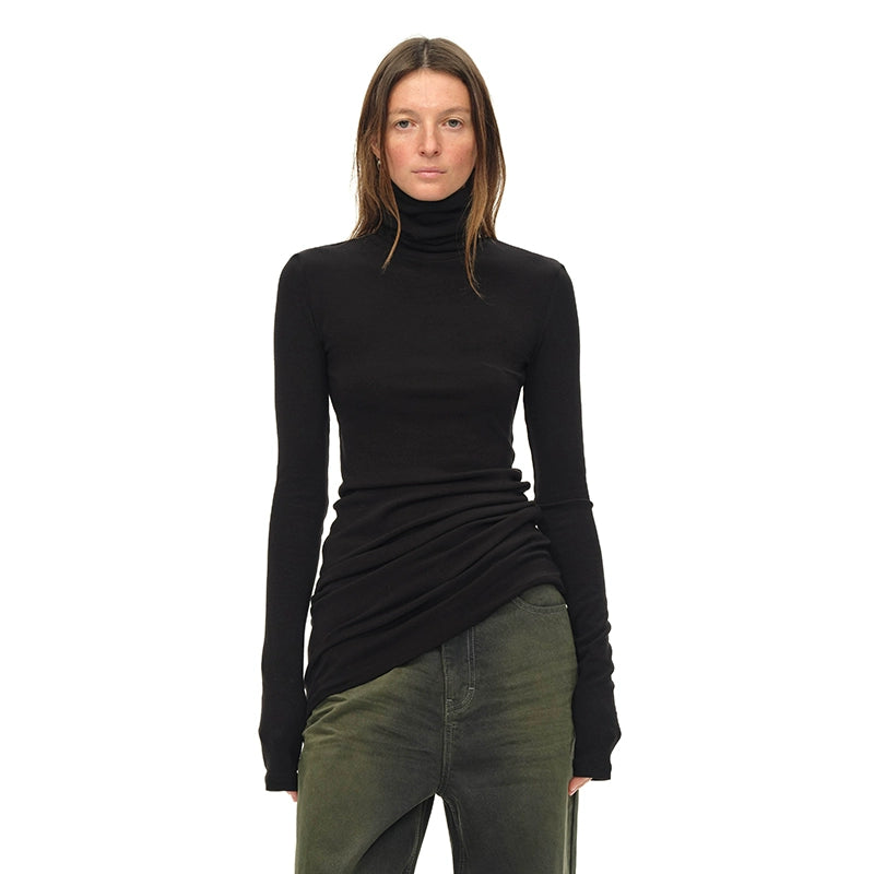 Slim Turtleneck Long Knit Lightweight Sweater