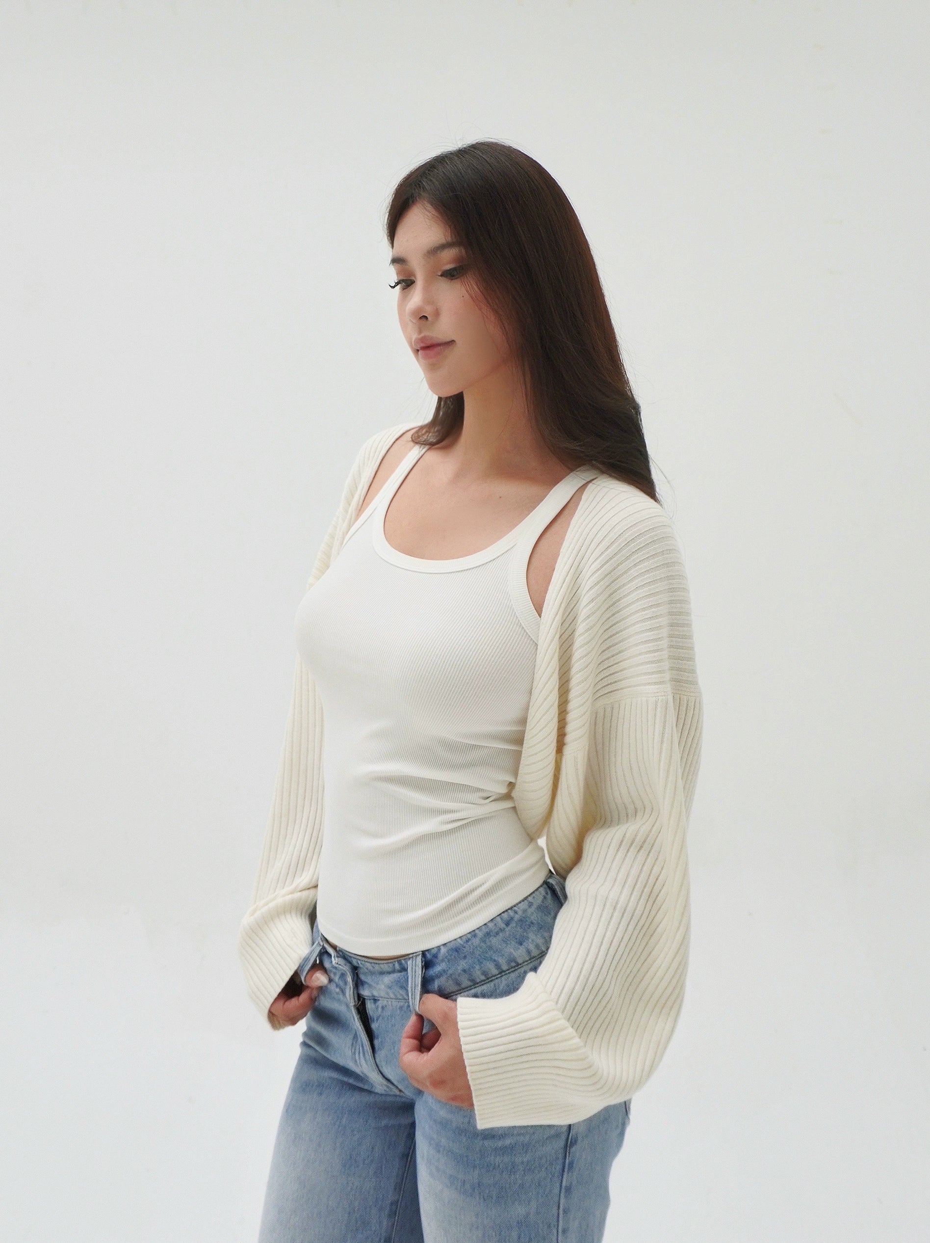 Ribbed Knit Bolero Shawl Shrug