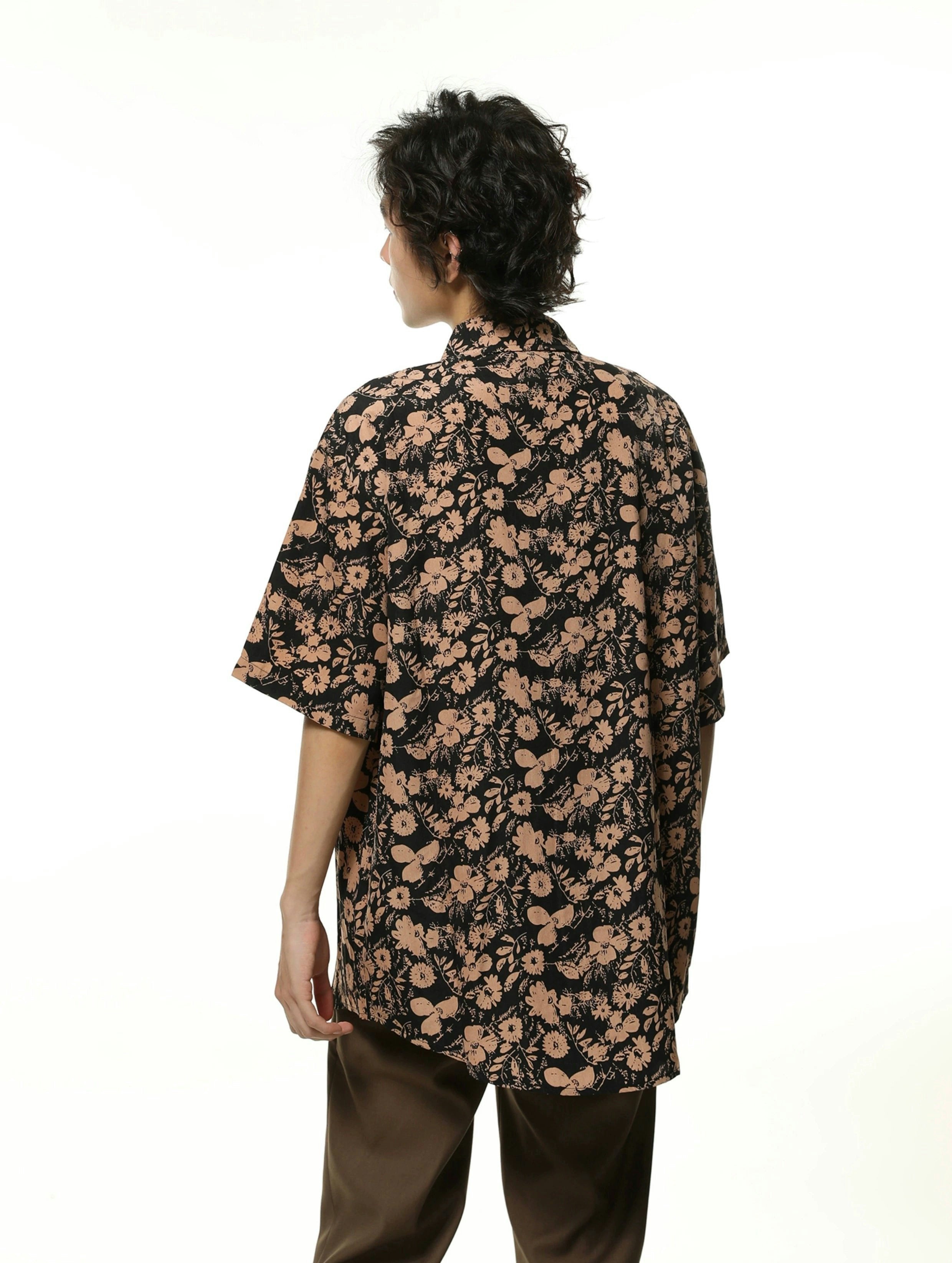 Floral Pattern Oversized Button-Up Shirt