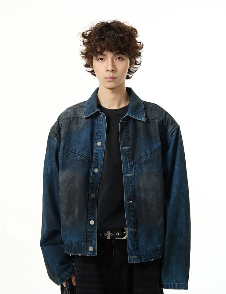 Wide-Fit Ombre-Effect Denim Jacket