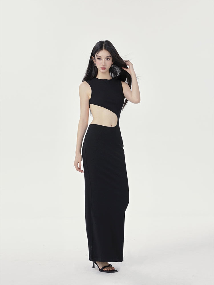 Sleeveless Cutout Maxi Sheath Dress