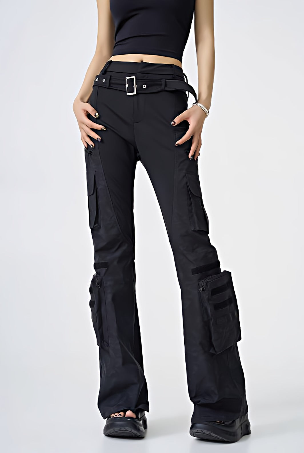 Semi-Flare Utility Pocketed Cargo Pants